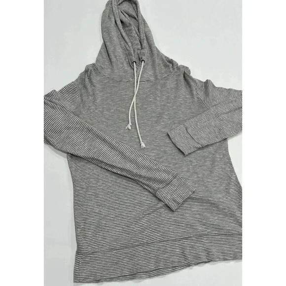 J CREW LADIES GREY STRIPED PULLOVER HOODIE LIGHTWEIGHT SIZE M - Picture 3 of 6